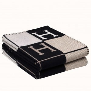 Hermes Avalon III Throw Blanket in Black Wool and Cashmere