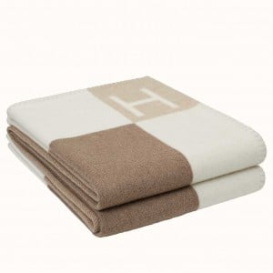Hermes Avalon Vibration Throw Blanket in Naturel Wool and Cashmere