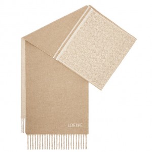 Loewe Anagram Scarf in Camel Wool and Cashmere