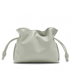 Loewe Mini Flamenco Clutch Bag In Ash Grey Calfskin