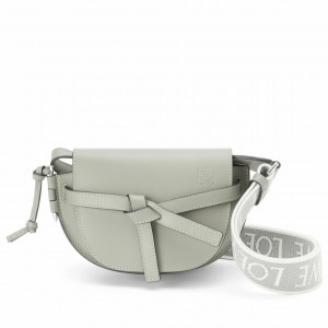 Loewe Gate Dual Mini Bag In Ash Grey Calfskin