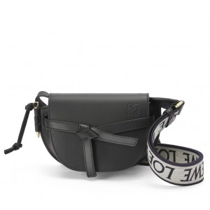Loewe Gate Dual Mini Bag In Black Calfskin