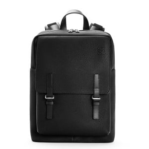 Loewe Military Backpack in Black Grained Leather