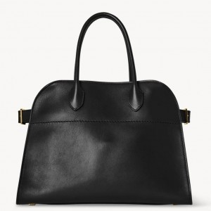 The Row Margaux 12 Top Handle Bag in Black Leather
