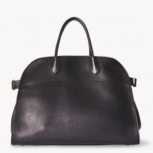 The Row Margaux 15 Top Handle Bag in Black Leather