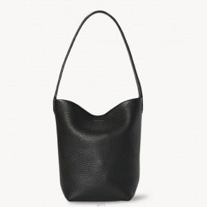 The Row Small N/S Park Tote in Black Grained Leather 