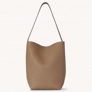 The Row Medium N/S Park Tote in Taupe Grained Leather