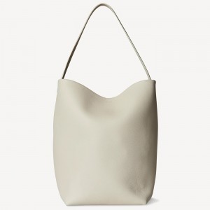 The Row Large N/S Park Tote in Ivory Grained Leather