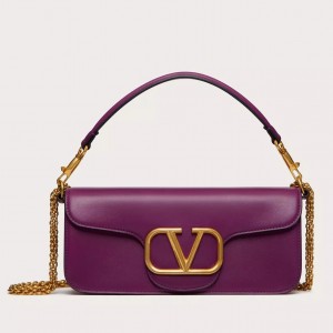 Valentino Loco Large Shoulder Bag In Purple Calfskin
