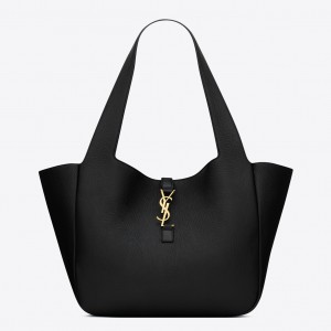 Saint Laurent Bea Tote Bag in Black Grained Leather 