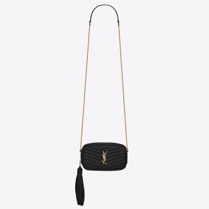 Saint Laurent Lou Mini Bag In Black Calfskin