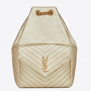 Saint Laurent Joe Backpack In Gold Lame Leather