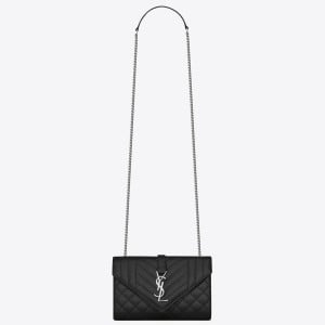 Saint Laurent Envelope Small Bag In Noir Matelasse Grained Leather