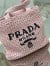 Prada Small Crochet Tote Bag in Pink Raffia-effect Yarn