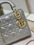 Dior Lady Dior Mini Chain Bag with Chain in Grey Pearlescent Lambskin