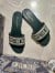 Dior Dway Slides In Green Embroidered Cotton