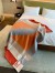 Hermes H Drapeau Blanket in Terracotta and Grey Cashmere