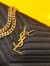 Saint Laurent Cassandre Matelasse Chain Wallet in Black Grained Leather