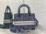 Dior Lady D-Lite Medium Bag In Blue Brocart Denim-Effect Embroidery