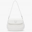 Prada Cleo Flap Bag In White Brushed Leather