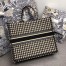 Dior Large Book Tote Bag In Beige Houndstooth Embroidery Canvas