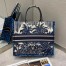 Dior Large Book Tote Bag In Blue Dior Palms Embroidery