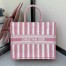 Dior Large Book Tote Bag In Pink Stripes Embroidery