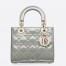 Dior Small Lady Dior Bag In Grey Patent Cannage Calfskin