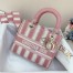 Dior Lady D-Lite Medium Bag In Pink D-Stripes Embroidery