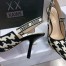 Dior J'Adior Slingback 100mm Pumps In Black Houndstooth Embroidery