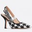 Dior J'Adior Slingback 100mm Pumps In Black Houndstooth Embroidery