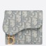 Dior Saddle Lotus Wallet In Grey Oblique Jacquard