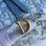Dior Saddle Chain Wallet In Light Blue Oblique Jacquard