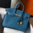 Hermes Birkin 25 Bag In Blue Jean Clemence Leather with GHW