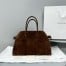 The Row Margaux 15 Top Handle Bag in Mocha Suede Leather