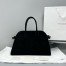 The Row Margaux 15 Top Handle Bag in Black Suede Leather