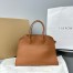 The Row Margaux 17 Top Handle Bag in Brown Leather