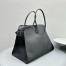 The Row Margaux 17 Top Handle Bag in Black Grained Leather
