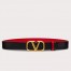 Valentino VLogo Reversible Belt 30mm in Black and Red Calfskin