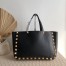Valentino Roman Stud Tote Bag In Black Grained Leather