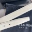 Saint Laurent Cassandre Square Buckle Belt 30MM In White Leather