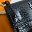 Saint Laurent Sunset Medium Chain Bag In Noir Crocodile-embossed Leather