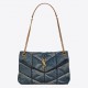 Saint Laurent Puffer Small Chain Bag In Quilted Vintage Denim